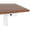 Escritorio De Altura Regulable Eléctrico Diseño Moderno Patas Redondas 120 X 72 Cm Tablero Madera Oscura Soporte De Acero Blanco Destinas - Madera Oscura