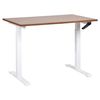 Escritorio De Altura Regulable Manualmente Oficina Moderna Patas Cuadradas 120 X 72 Cm Tablero Madera Oscura Soporte De Acero Blanco Destines - Madera Oscura