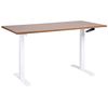 Escritorio De Altura Regulable Manualmente Oficina Moderna Patas Cuadradas 160 X 72 Cm Tablero Madera Oscura Soporte De Acero Blanco Destines - Madera Oscura