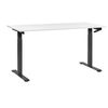 Escritorio De Altura Regulable Manualmente Oficina Moderna Patas Cuadradas 160 X 72 Cm Tablero Blanco Soporte De Acero Negro Destines - Blanco