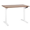 Escritorio De Altura Regulable Manualmente Oficina Moderna Patas Redondas 120 X 72 Cm Tablero Madera Oscura Estructura De Acero Blanco Destinas - Madera Oscura