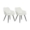 Conjunto De 2 Sillas De Comedor De Estilo Moderno En Color Blanco Crema Fabricadas En Terciopelo Con Patas De Metal Casmalia - Blanco