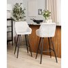 Conjunto De 2 Sillas De Bar De Estilo Moderno En Color Blanco Crema Fabricadas En Terciopelo Con Patas De Metal Casmalia - Blanco