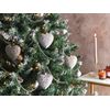 Conjunto De 4 Bolas De Navidad De Cristal Hechas A Mano Para Colgar Del Árbol De Navidad En Forma De Corazón Gris Feriable - Gris