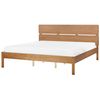 Cama Con Somier De Listones De Madera Clara De Caucho Con Cabecero Estilo Rústico Minimalista 180 X 200 Cm Boisset - Madera Clara