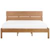 Cama Con Somier De Listones De Madera Clara De Caucho Con Cabecero Estilo Rústico Minimalista 180 X 200 Cm Boisset - Madera Clara