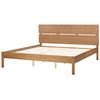 Cama Con Somier De Listones De Madera Clara De Caucho Con Cabecero Estilo Rústico Minimalista 180 X 200 Cm Boisset - Madera Clara