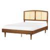 Cama Con Somier De Listones De Madera Clara De Caucho Con Cabecero Estilo Rústico Minimalista 140 X 200 Cm Varzy - Madera Clara