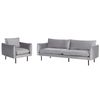 Conjunto De Sala De Estar 3 Plazas Estilo Retro Moderno Sofá Y Sillón De Terciopelo Gris Patas Negras Vinterbro - Gris