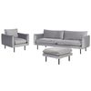 Conjunto De Sala De Estar 3 Plazas Estilo Retro Moderno Sofá Sillón Otomana De Terciopelo Gris Patas Negras Vinterbro - Gris