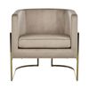 Sillón Moderno Glamuroso Respaldo Redondo Decorativo Estructura Dorada Terciopelo Gris Pardo Sirkka - Beige