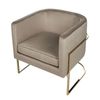 Sillón Moderno Glamuroso Respaldo Redondo Decorativo Estructura Dorada Terciopelo Gris Pardo Sirkka - Beige