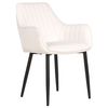 Moderno Conjunto De 2 Sillas De Comedor De Terciopelo Puntadas Verticales Patas De Metal Retro Glamour Blanco Crema Wellston - Blanco