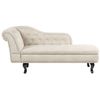 Chaise Longue Tapizado En Terciopelo Beige Claro Con Botones Versión Izquierda Nimes - Beige