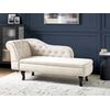 Chaise Longue Tapizado En Terciopelo Beige Claro Con Botones Versión Izquierda Nimes - Beige