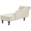 Chaise Longue Tapizado En Terciopelo Beige Claro Con Botones Versión Izquierda Nimes - Beige