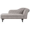 Chaise Longue Tapizado En Terciopelo Gris Pardo Con Botones Versión Derecha Nimes - Beige