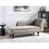 Chaise Longue Tapizado En Terciopelo Gris Pardo Con Botones Versión Derecha Nimes - Beige