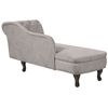 Chaise Longue Tapizado En Terciopelo Gris Pardo Con Botones Versión Derecha Nimes - Beige