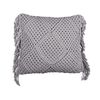 Conjunto De 2 Cojines De Algodón Con Relleno Macramé Patrón Boho Retro Flecos 45 X 45 Cm Gris Besham - Gris