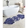 Alfombrilla De Baño Moderna De Algodón Forma Irregular 150 X 60 Cm Patrón Decorativo Accesorios De Baño Azul Canbar - Azul