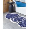 Alfombrilla De Baño Moderna De Algodón Forma Irregular 150 X 60 Cm Patrón Decorativo Accesorios De Baño Azul Canbar - Azul