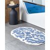 Alfombrilla De Baño Moderna De Algodón Forma Irregular 60 X 90 Cm Patrón Decorativo Accesorios De Baño Azul Derik - Azul