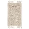 Alfombrilla De Baño Moderna De Algodón Forma Rectangular 50 X 80 Cm Flecos Accesorios De Baño Beige Oltan - Beige