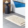 Alfombrilla De Baño Moderna De Algodón Forma Rectangular 50 X 80 Cm Flecos Accesorios De Baño Beige Oltan - Beige