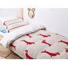 Manta Moderna Habitación Infantil Algodón Beige Y Rojo Motivo Perros 130 X 170 Cm Reerh - Beige