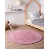 Alfombra De Algodón Redonda Ø 120 Cm Hecha A Mano Infantil Decorativa Con Alfabeto Rosa Vurgun - Rosa