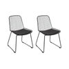 Conjunto De 2 Sillas De Comedor De Metal Respaldo De Alambre Asiento De Piel Sintética Negro Pensacola - Negro