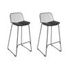 Conjunto De 2 Sillas De Bar De Metal Respaldo De Alambre Asiento De Piel Sintética Negro Pensacola - Negro