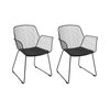 Conjunto De 2 Sillas De Comedor De Metal Respaldo De Alambre Asiento De Piel Sintética Negro Appleton - Negro