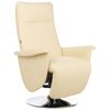 Sillón Reclinable Tapizado En Piel Sintética Beige Base De Metal Reposapiés Extraíble Respaldo Alto Minimalista Moderno Prime - Beige