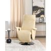 Sillón Reclinable Tapizado En Piel Sintética Beige Base De Metal Reposapiés Extraíble Respaldo Alto Minimalista Moderno Prime - Beige