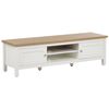 Mueble Para Tv De Hasta 65 Pulgadas De Estilo Moderno 140 Cm Blanco Y Madera Clara Atoca - Madera Clara