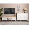 Mueble Para Tv De Hasta 65 Pulgadas De Estilo Moderno 140 Cm Blanco Y Madera Clara Atoca - Madera Clara