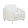 Sillón Retro Tapizado Patas Curvas Doradas Bouclé Blanco Trosa - Blanco