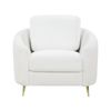 Sillón Retro Tapizado Patas Curvas Doradas Bouclé Blanco Trosa - Blanco