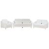 Conjunto De Sala De Estar 6 Plazas 2 Sofás 1 Sillón Tapizado De Bouclé Blanco Trosa - Blanco