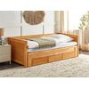 Cama Con Almacenaje De Madera De Caucho Clara 90/180 X 200 Cm Cahors - Madera Clara