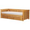 Cama Con Almacenaje De Madera De Caucho Clara 90/180 X 200 Cm Cahors - Madera Clara