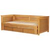 Cama Con Almacenaje De Madera De Caucho Clara 90/180 X 200 Cm Cahors - Madera Clara