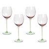 Conjunto De 4 Copas De Vino Sopladas A Mano Transparente Rosa Y Verde 36 Cl Diopside - Transparente