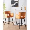 Conjunto De 2 Sillas De Bar Modernas Asiento De Terciopelo Con Reposabrazos Respaldo Acolchado Naranja Sanilac - Naranja