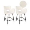 Conjunto De 2 Sillas De Bar Modernas Asiento De Bouclé Con Reposabrazos Respaldo Acolchado Blanco Sanilac - Blanco