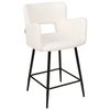 Conjunto De 2 Sillas De Bar Modernas Asiento De Bouclé Con Reposabrazos Respaldo Acolchado Blanco Sanilac - Blanco