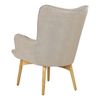 Sillón Orejero Tapizado En Tela Beige Abotonado Con Reposapiés Estilo Retro Vejle - Beige