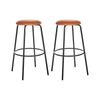 Conjunto De 2 Taburetes De Bar Terciopelo Patas De Acero Negras Sin Reposabrazos Comedor Naranja Morton - Naranja